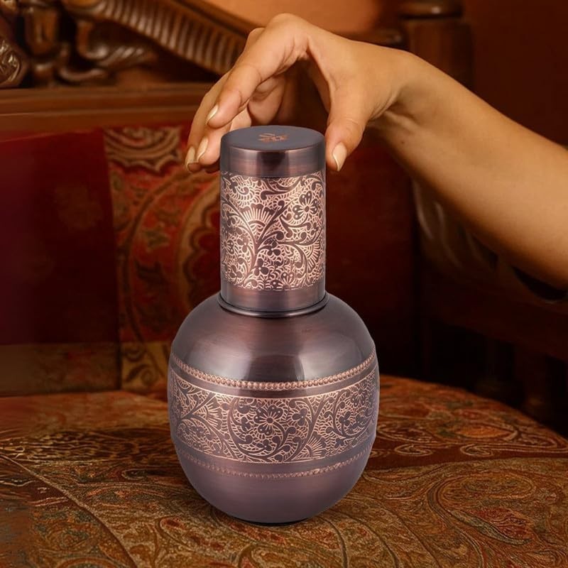 Copper Water Jug 1500 ml Handcrafted Heavy-Gauge Pure Copper Ayurvedic Pitcher gallery