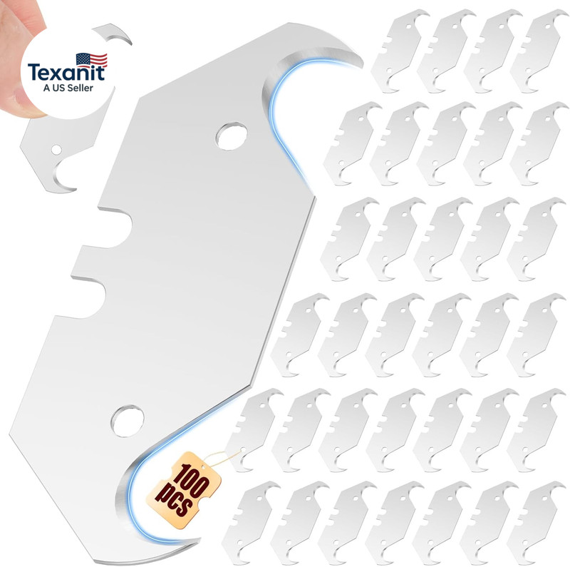 100 Pack Hook Blades, Utility Knife Hooked Blades in Storage Box, Heavy Duty SK5 gallery