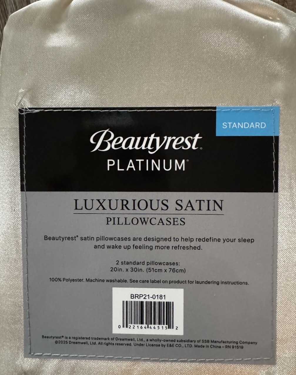 (2 Pack) Beautyrest Standard Luxurious Satin Silk Pillowcase Soft Bedding Pillow gallery