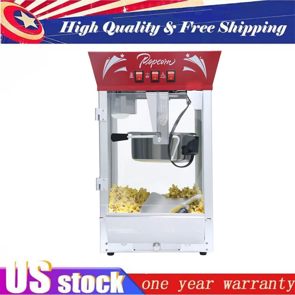 Commercial Popcorn Machine Maker Popper Countertop Large 12-Ounce Kettle 850W