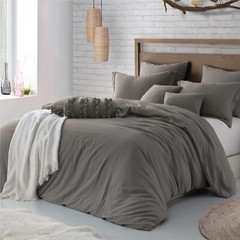 Swift Home Microfiber Washed Crinkle Duvet Cover & Sham Driftwood Twin/Twin-XL