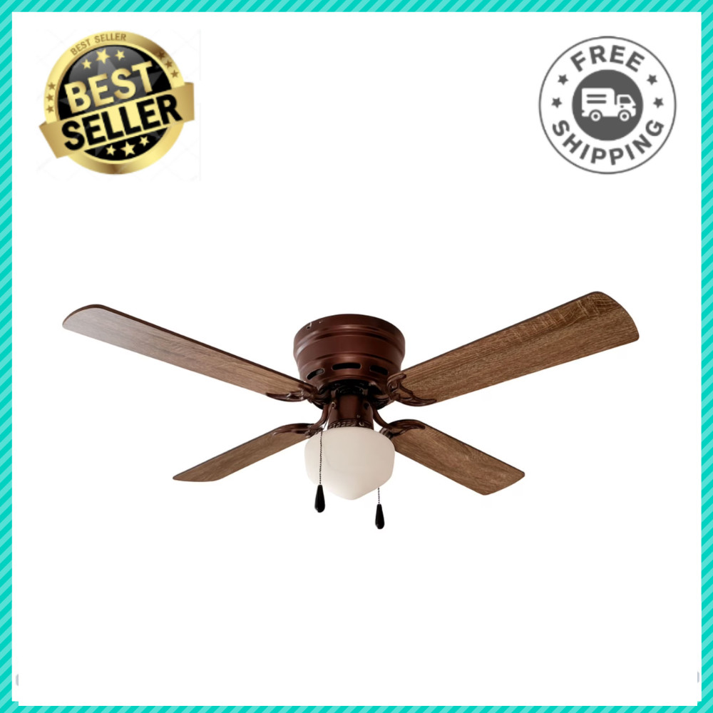 Mainstays 42" Hugger Indoor Ceiling Fan with LED Light, Bronze, 4 Blades, Quiet gallery