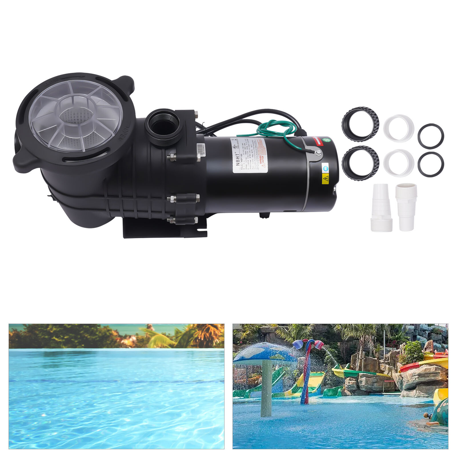 Electric Inground Pool Pump For Hot Tubs 1.5HP Swimming Pool Pump Black 1100W gallery