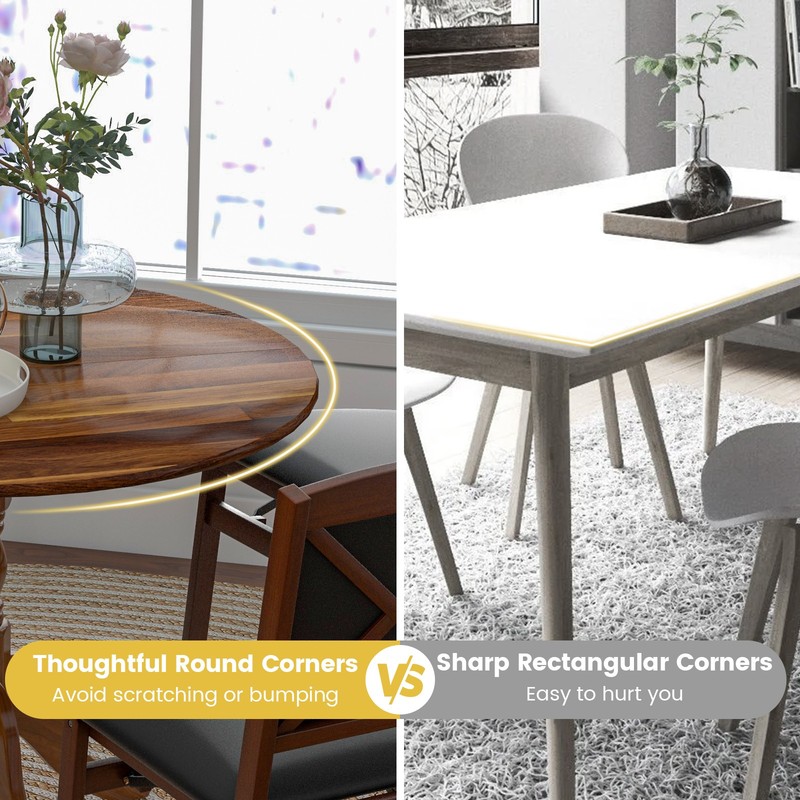 Rustic Dining Table Wooden Dining Table w/ Round Tabletop & Curved Trestle Legs gallery