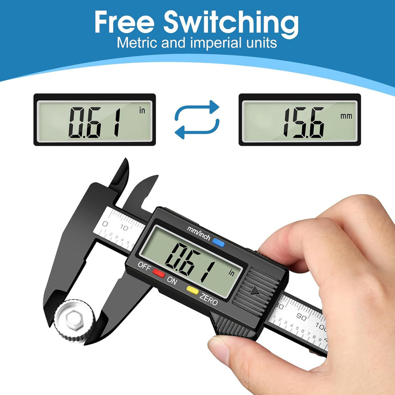 Digital Caliper Calipers Measuring Tool, 0-6Inches Electronic Caliper with Premi gallery
