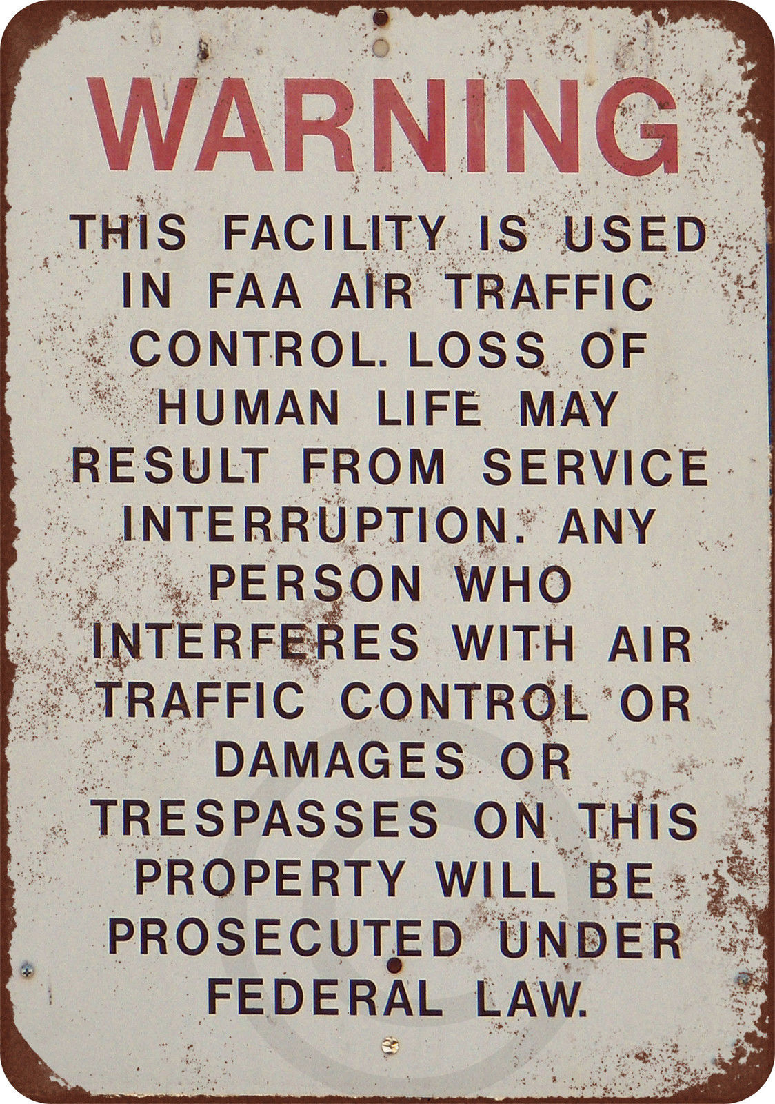Warning FAA Air Traffic Control Vintage look Reproduction Metal Sign 8 x 12 gallery