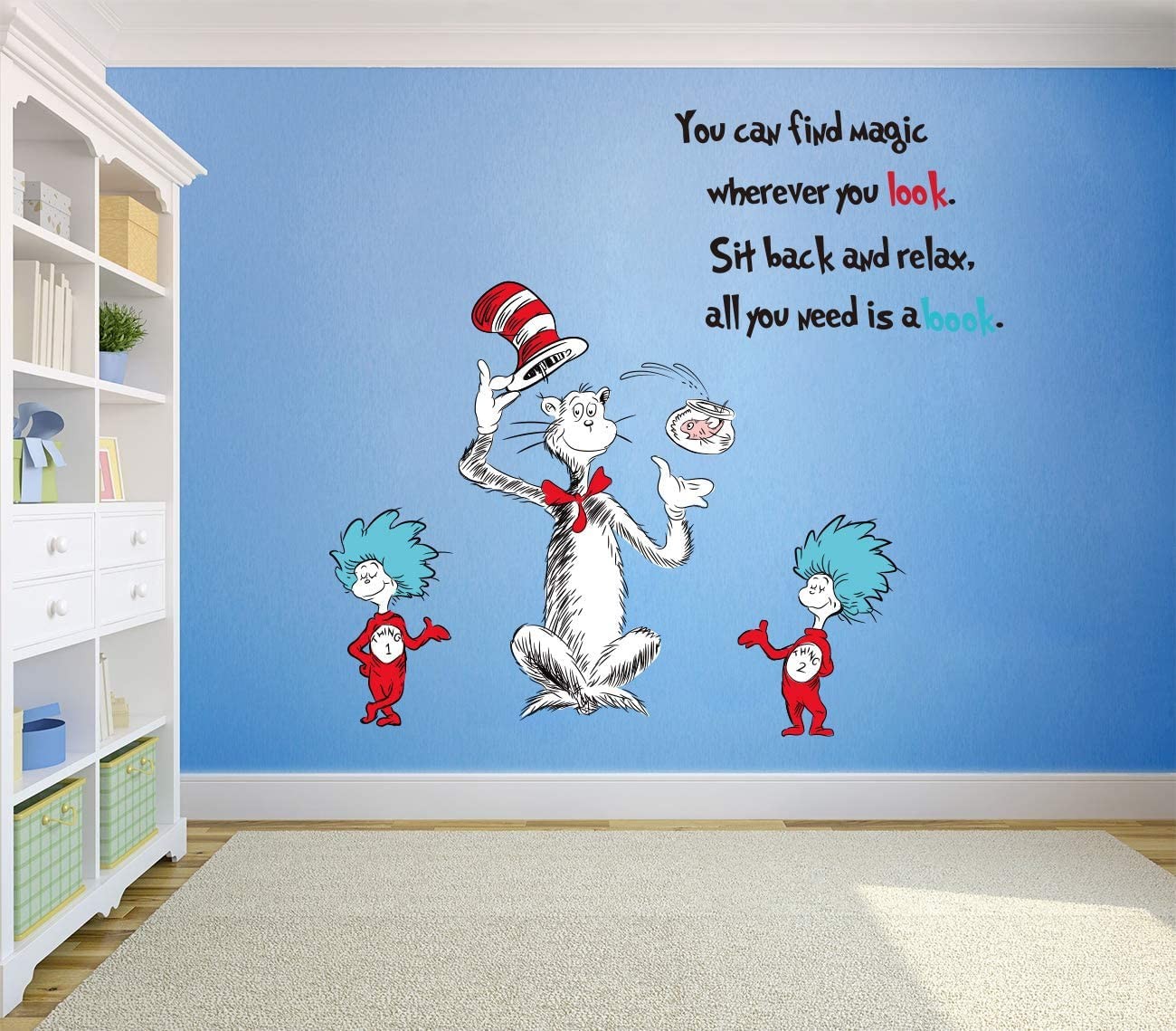 Inspirational Quotes Art Stickers - All You Need Is a Book Reading Room Decal... gallery