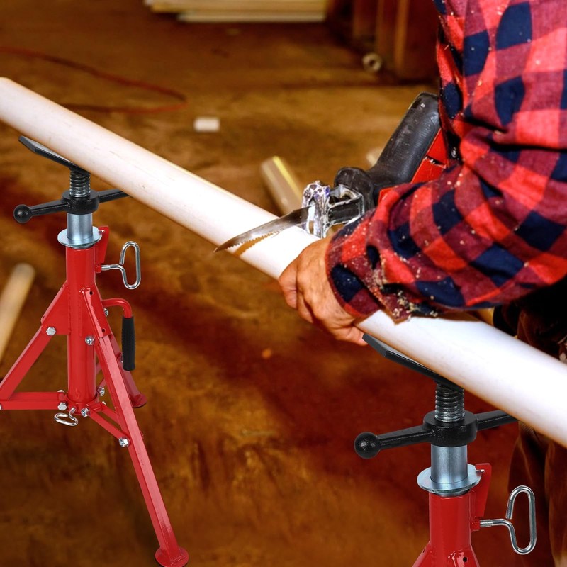 V-Head Pipe Stand Folding Tripod Jack 28"-52" Height 1/2-12" Pipe 2500Lbs Steel gallery