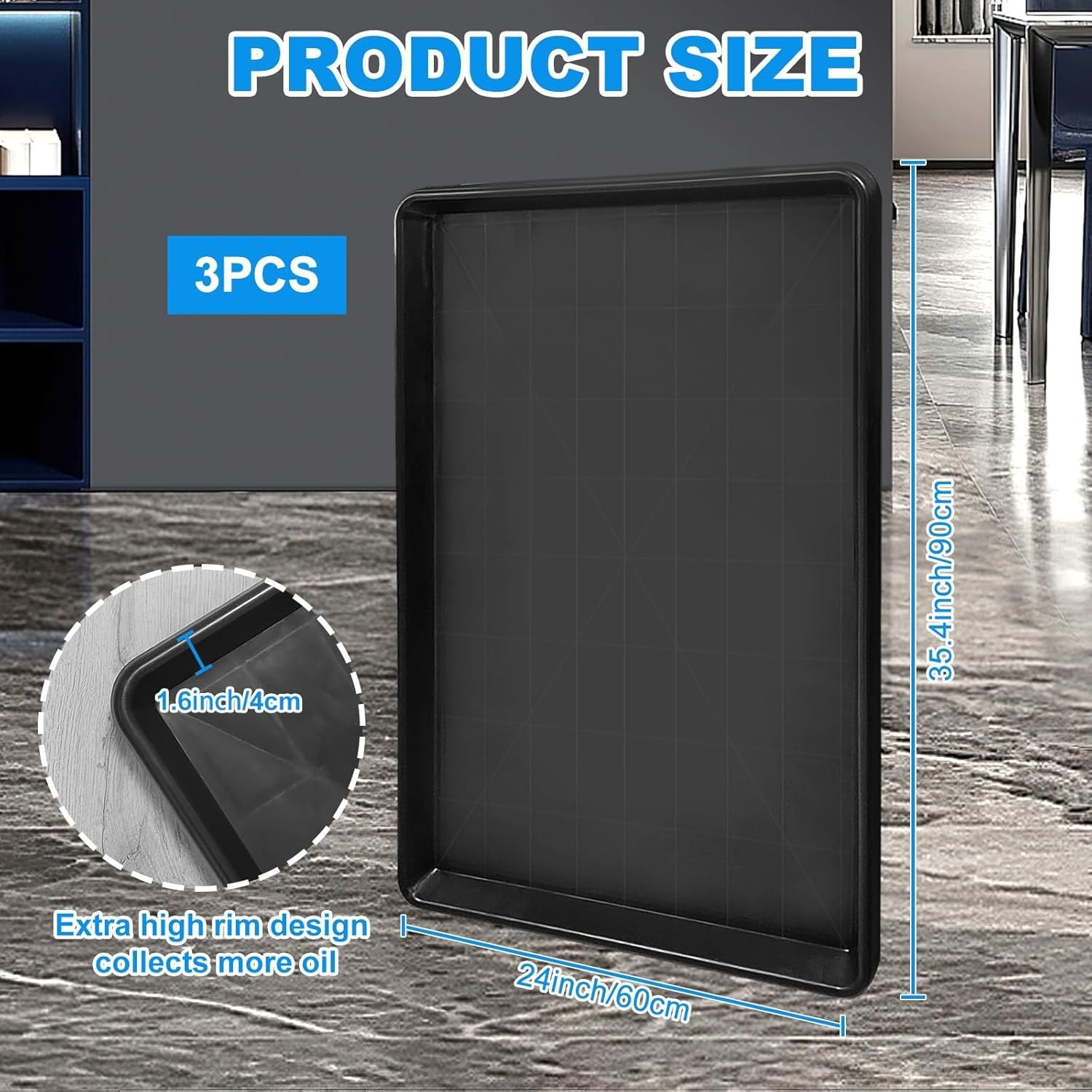 3PCS Extra Large Oil Drip Pan 35.4x24in Plastic Tray for Garage Driveway Clean gallery