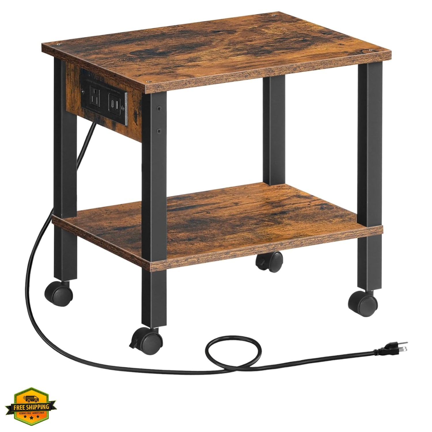 2-Tier Printer Stand with Charging Station, Under Desk Printer Table, Printer... gallery