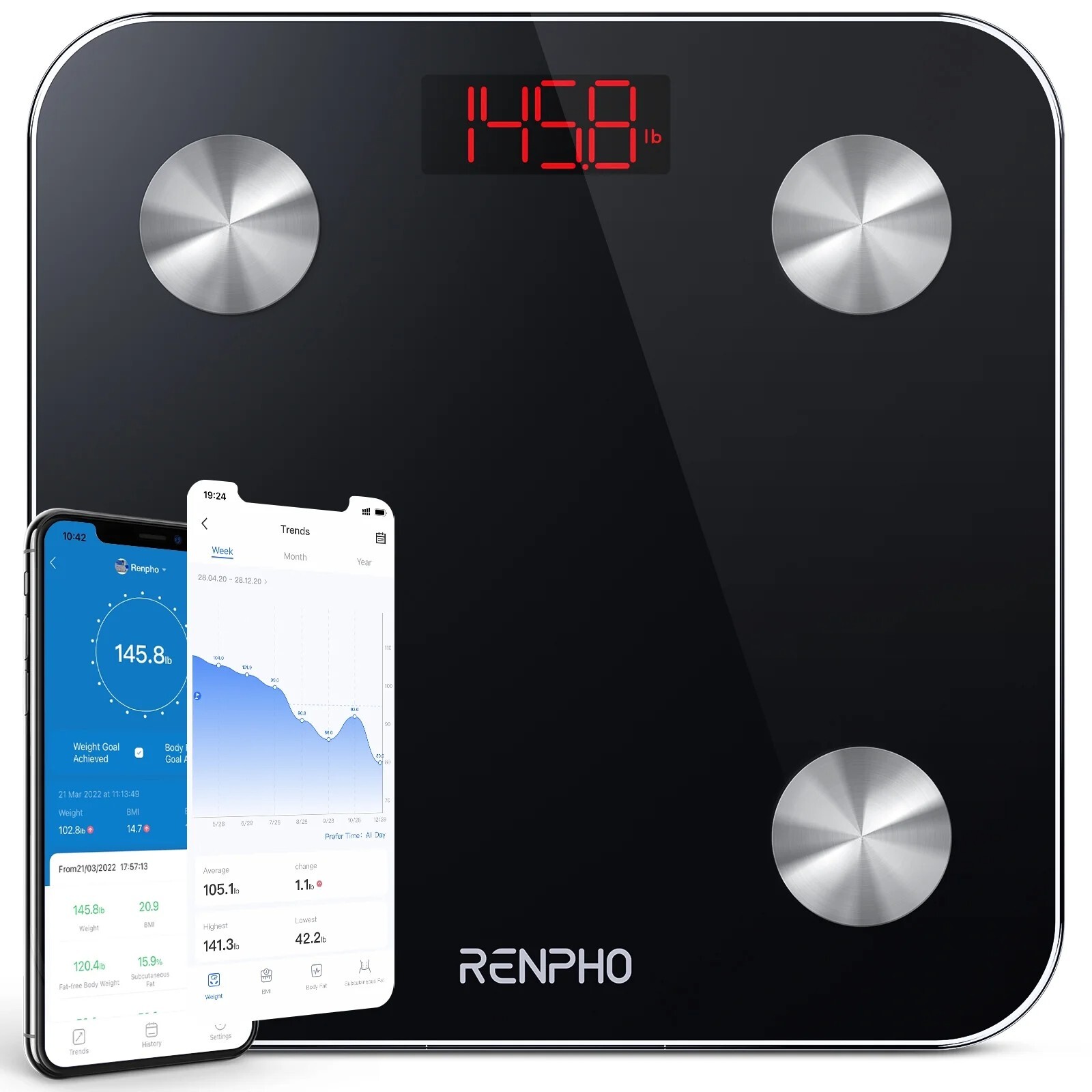 RENPHO Smart Scale Weight Body Digital Bathroom Scale Bluetooth Body Fat Scale gallery