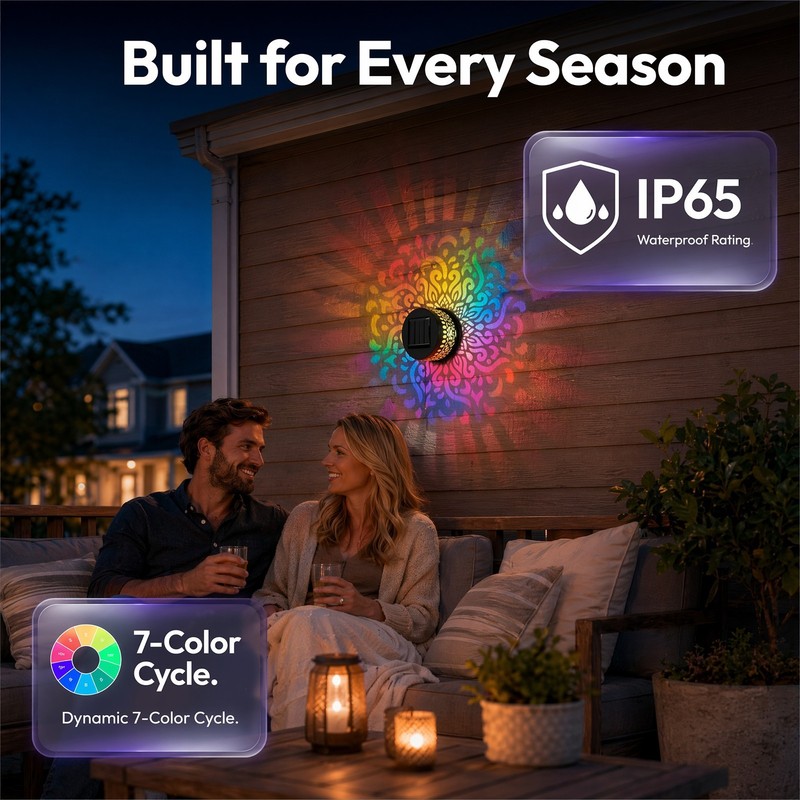 Color Changing Solar Mandala Projection Outdoor Decor Lights gallery