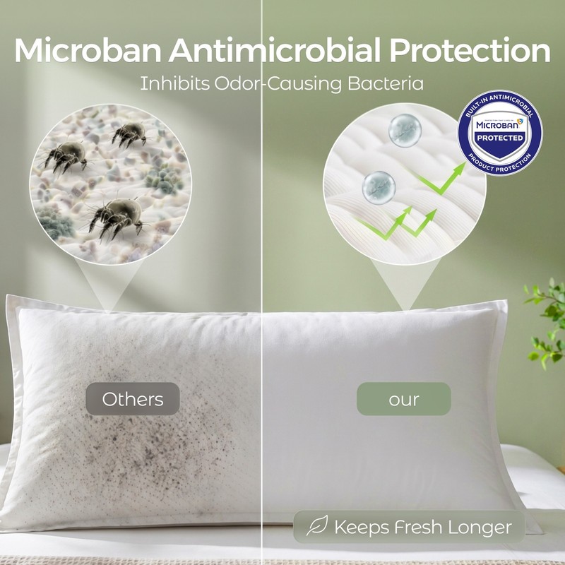Microban Cotton Pillow Protector Dust Mite Proof, OEKO-TEX, Zippered, 2/4/6 Pack gallery