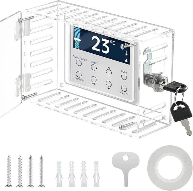 Universal Thermostat Lock Box with Key Clear Large Thermostat Cover Guard Wall gallery