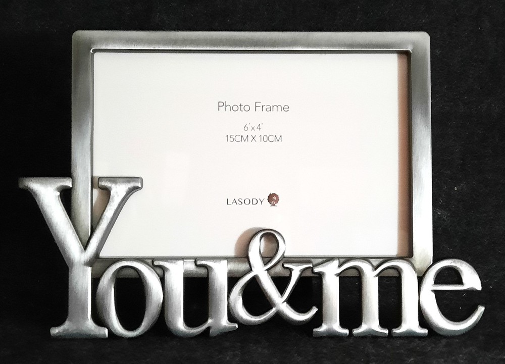 "You & Me" Rectangular Brushed Nickle Picture Frame For 6 X 4 Photos!