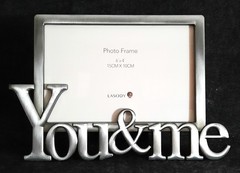 “You & Me” Rectangular Brushed Nickle Picture Frame For 6 X 4 Photos!