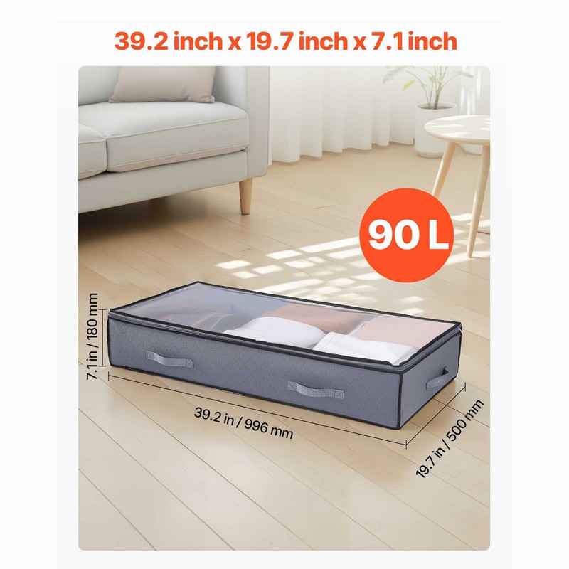Uimoso 90L Stackable Under Bed Storage Box with Transparent Lid, Set of 6 gallery