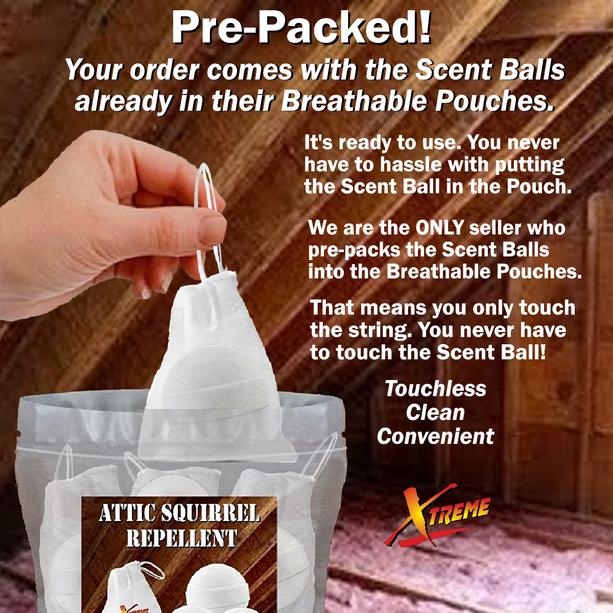 NEW! Attic Squirrel Repellent. DRIVES SQUIRRELS OUT FAST! 5 PK gallery