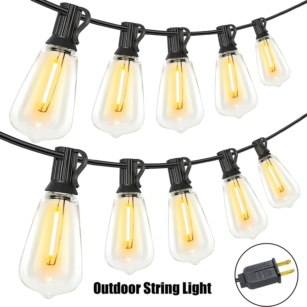 Outdoor String Lights 50ft LED ST38 Warm Edison String Lights Outdoor, US Ship