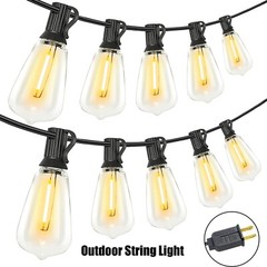Outdoor String Lights 50ft LED ST38 Warm Edison String Lights Outdoor, US Ship