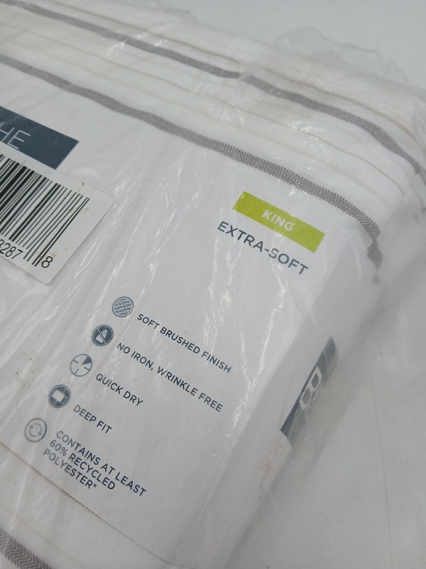 The Big One Sheet Set King Herringbone Stripe Extra Soft White Bedding gallery