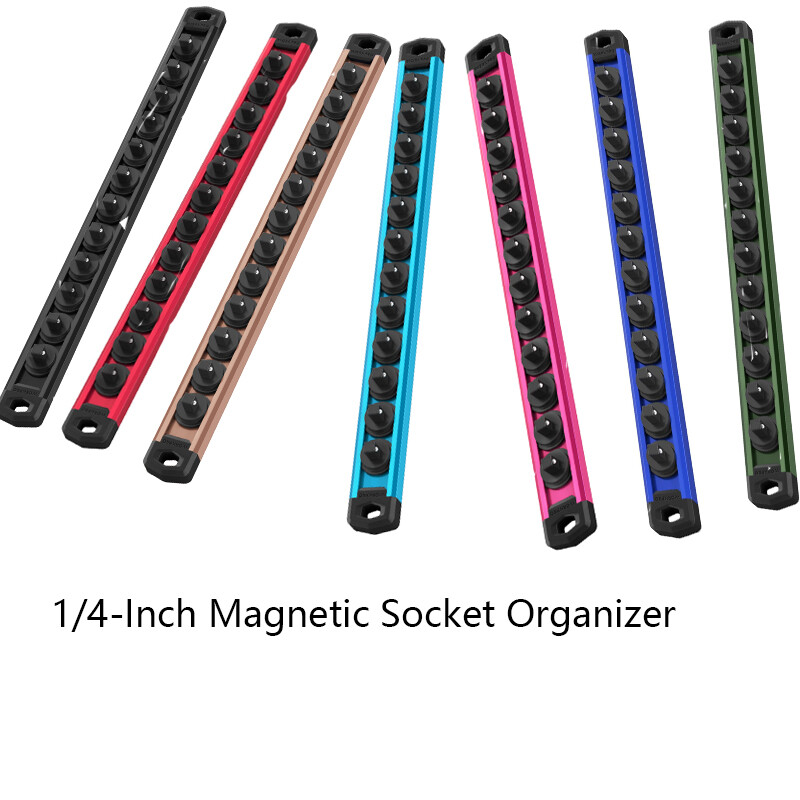WORKPRO1/4''DriveMagnetic Socket Organizer MultiColor Aluminum Alloy Socket Rail gallery