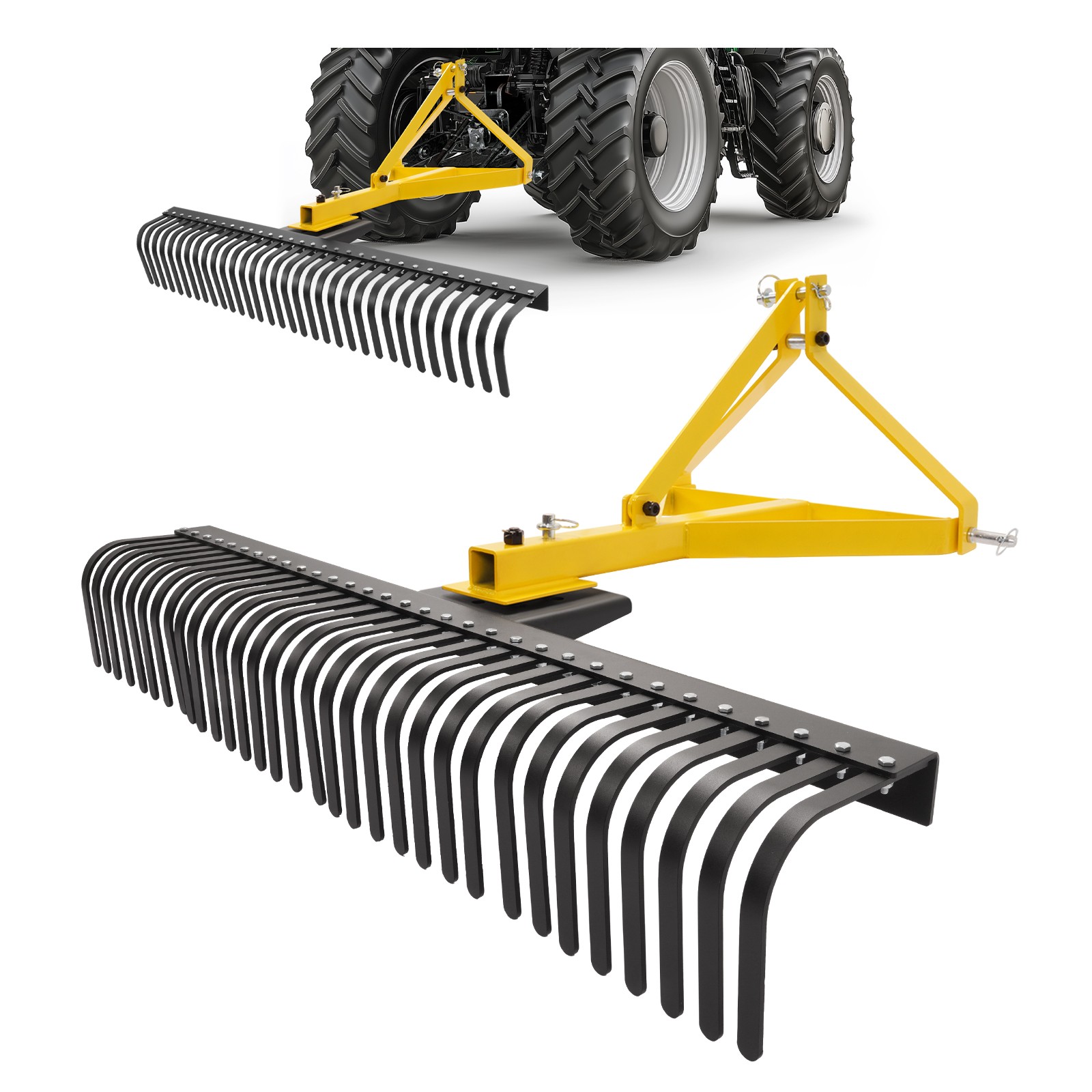 3 Point 60'' Landscape Rock Rake For Cat 1 Tractor Attachment Soil Gravel Lawn gallery