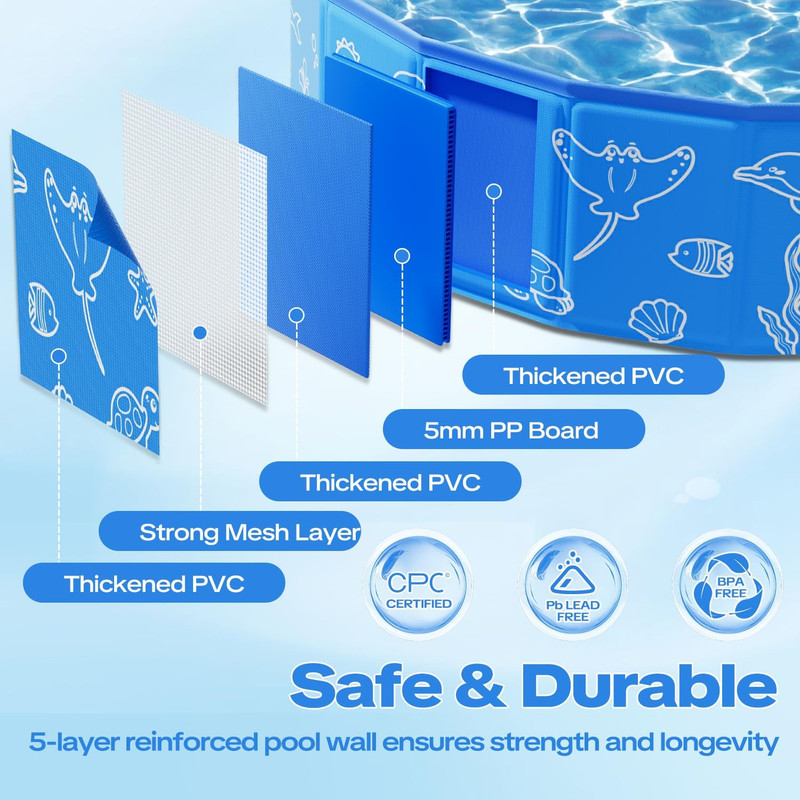 Foldable Kiddie Pool with Canopy, 47In Kids Pool with Detachable UPF 50+ Sunshad gallery