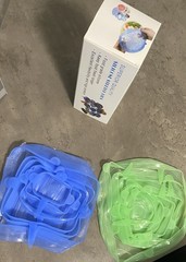 Silicone Stretch Lids Set, 12 total Green Blue, Round Rectangular, Reusable Cov…