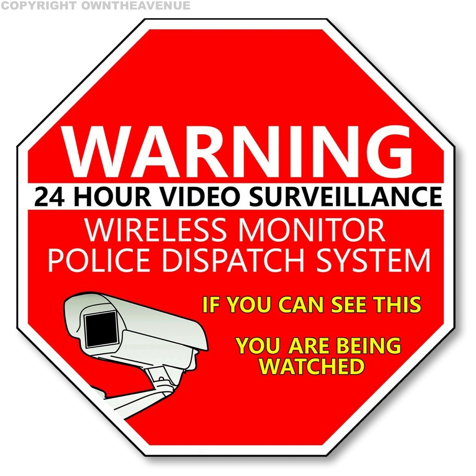 Warning 24 Hour Video Surveillance Security Cameras Vinyl Sticker Decal Red v024 gallery