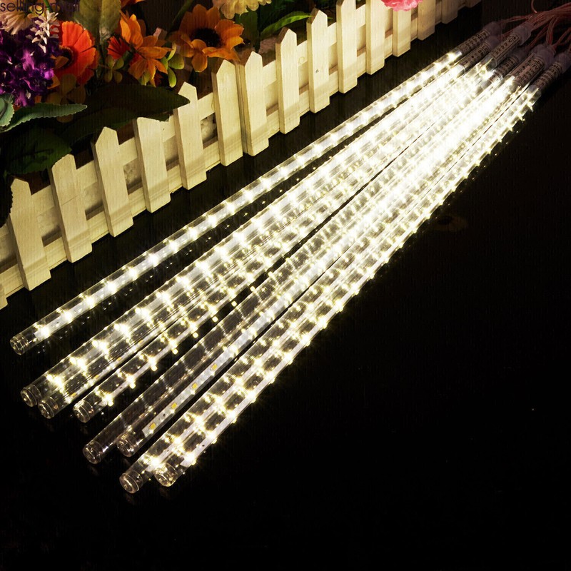 LED Meteor Shower Lights Outdoor Falling Rain Drop Icicle String Waterproof Blue gallery