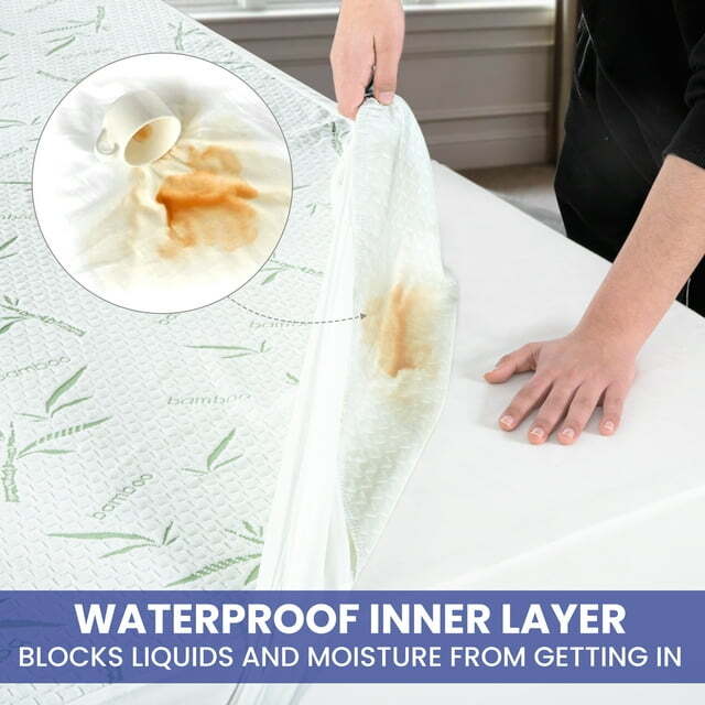 Bamboo Mattress Protector Deep Pocket Waterproof Breathable Fitted Bed Cover gallery