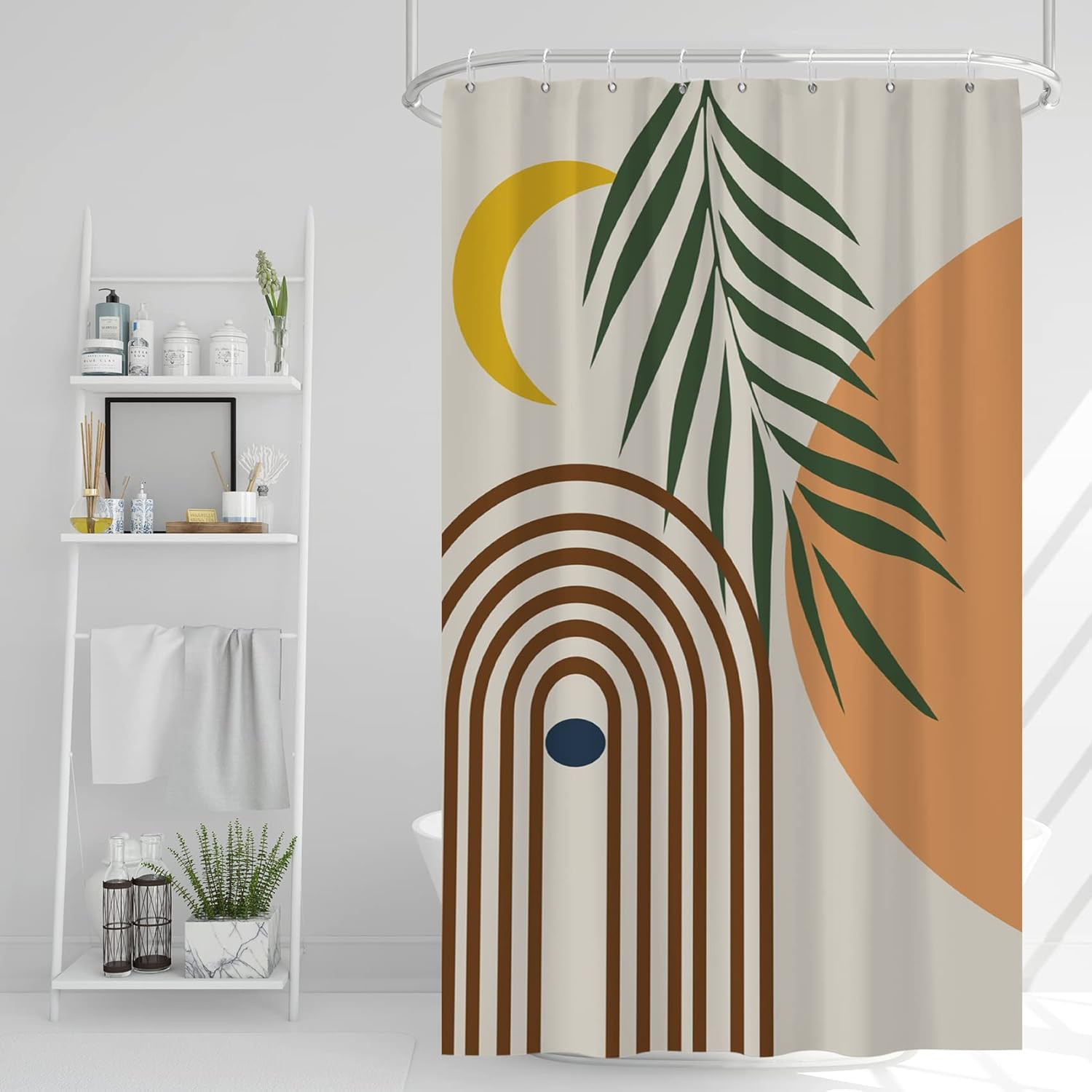 Small Half Size Stall Shower Curtain with 6 48"W X 72"L (Pack of 1) Beige gallery