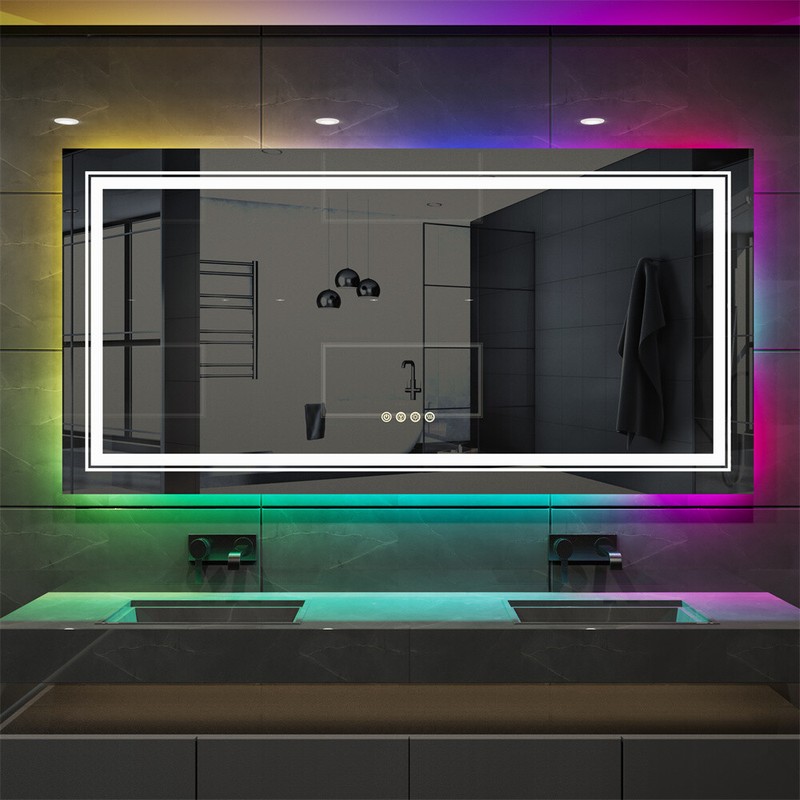Bathroom LED Vanity Mirror Dimmable Anti-fog Smart RGB Backlit + Front Light US gallery