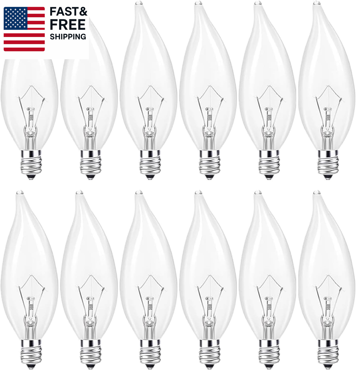 12- Pack E12 Candle Light Bulbs,60W Candelabra Light Bulbs, B10 Clear Candle B gallery
