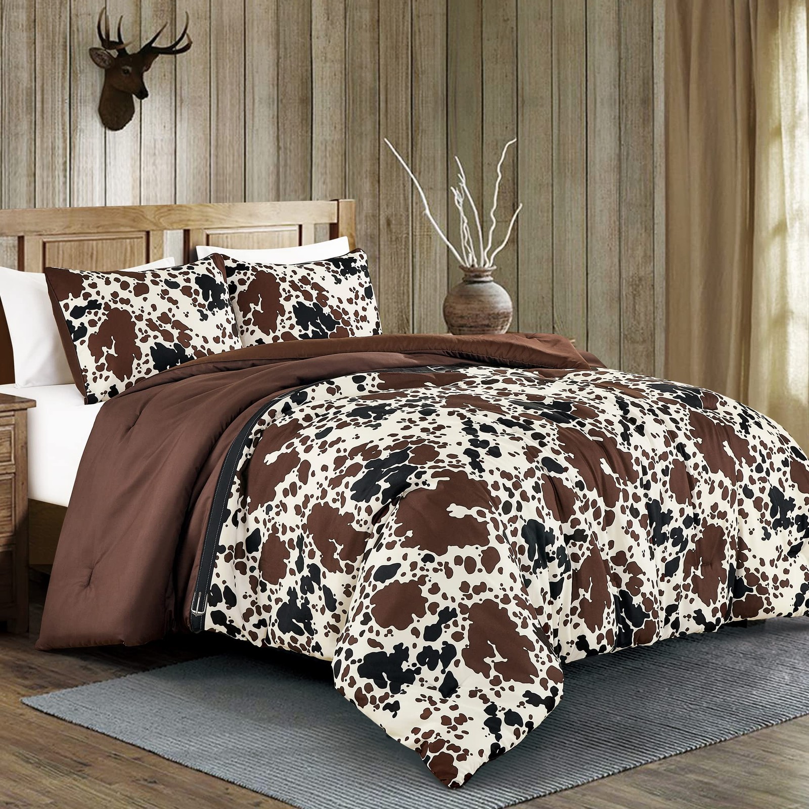 Cow Print King Comforter Set Western Rustic Reversible Bedding Set gallery