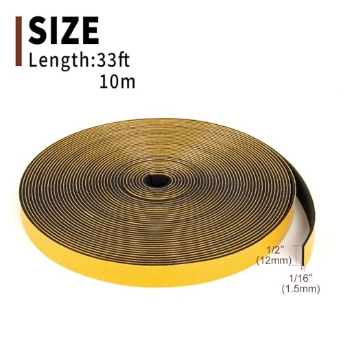 Thin Foam Tape Weather Stripping (.50) 1/2 Inch Wide x 1/16 1/2"x1/16"x33 FT gallery