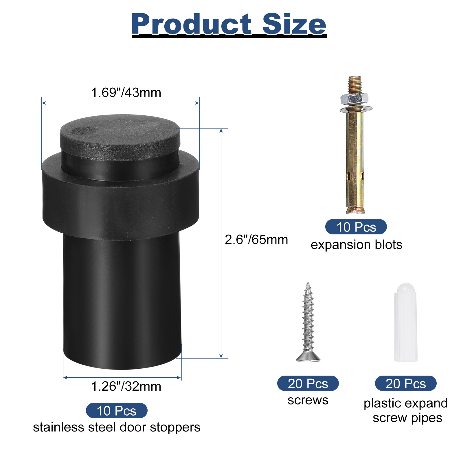 10Pcs 2.6" Door Stoppers, Stainless Steel Floor Mount Door Stop gallery