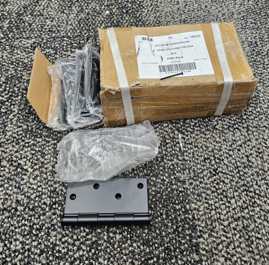 (QTY 24) IPL 16520 4" Square Corner Matte Black Butt Door Hinge gallery