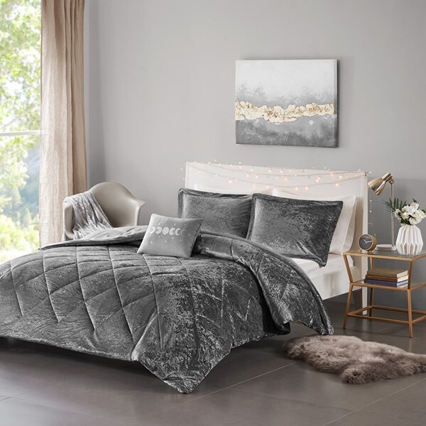Intelligent Design Velvet Comforter Set Luxury Diamond Quilt 3/4 Pcs Queen King gallery
