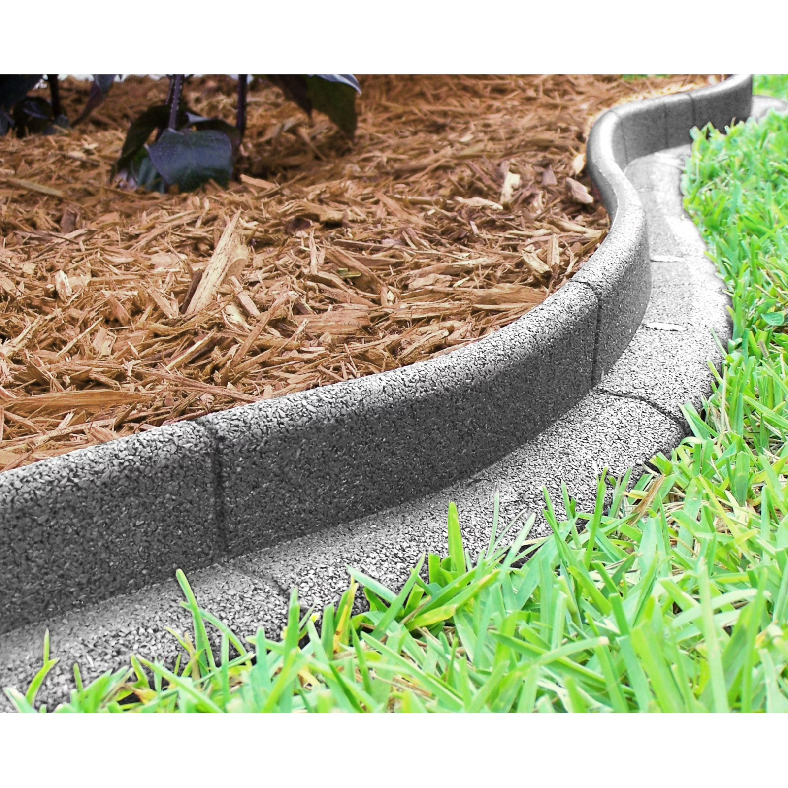 Eco Border 3" x 48" Gray Rubber No Dig Landscape Garden Border Edging (Pack 6) gallery