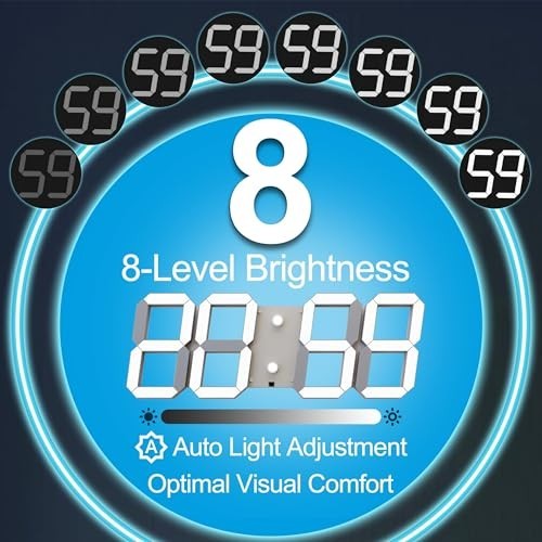 3D Digital Wall Clock 17" LED with Remote, Timer, Date, Temp, Adjustable gallery