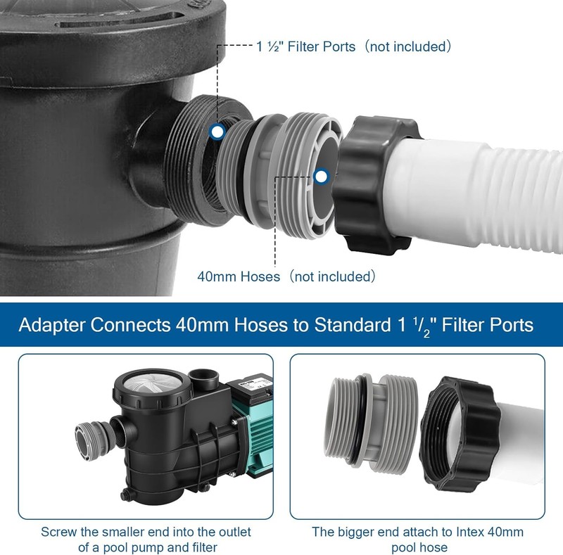 Hose Conversion Adapters Kit for Intex & Coleman 40mm to 1 1/2 inch, Blue gallery