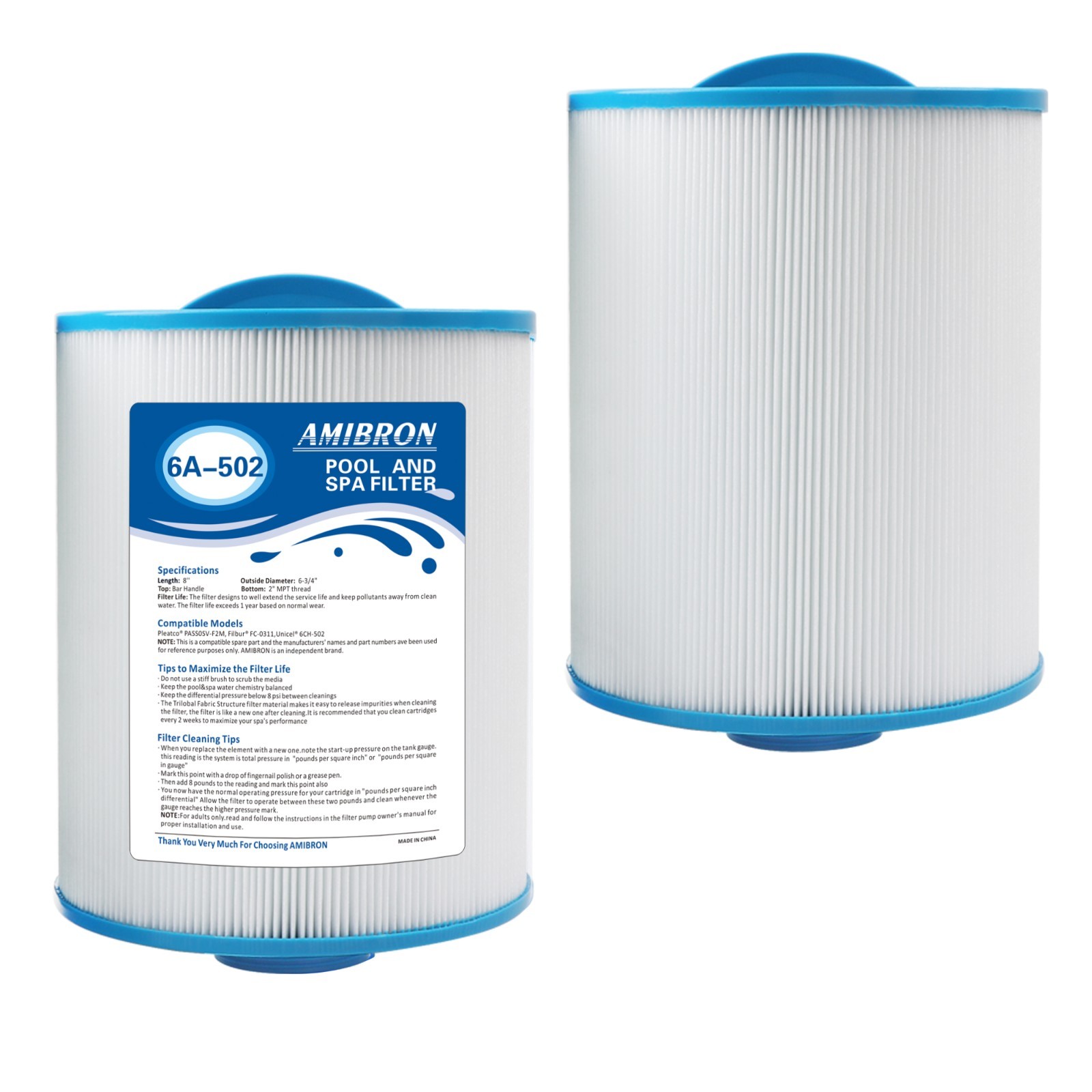 AmiBron PAS50SV Replacement Hot Tub Filter for Artesian Spa, 6CH502, PAS50SV-F2M gallery
