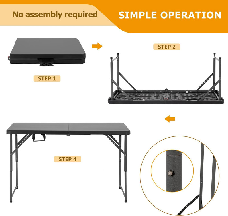 FDW 4FT Folding Table Half Portable Foldable Table Picnic Table for Office Home gallery