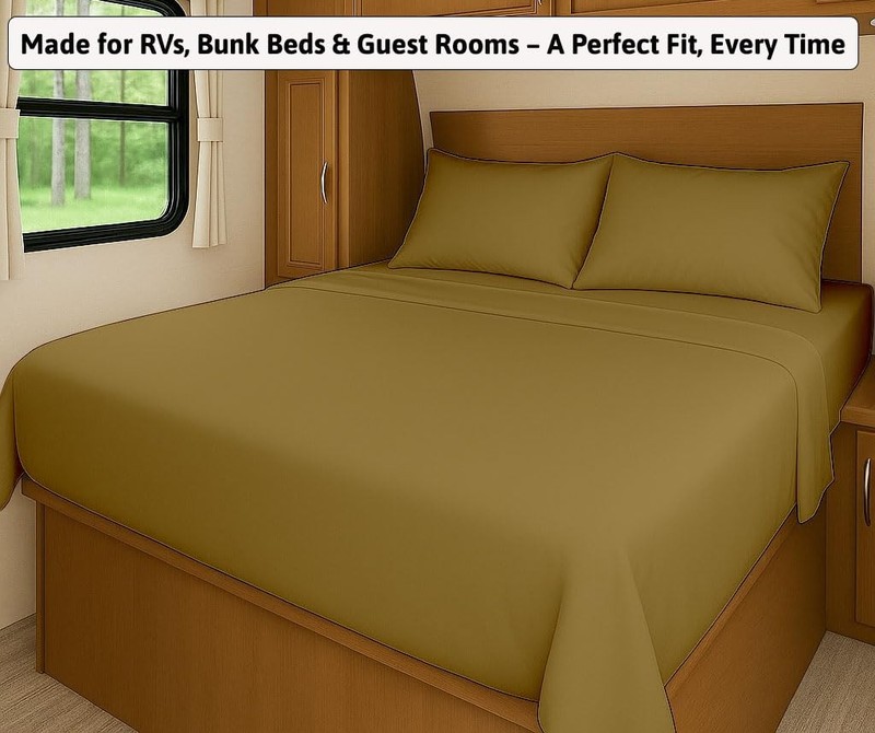 4 PCS Luxury Soft Microfiber Fitted Bed Sheet Set RV Bunk 42x80 Inch Taupe gallery