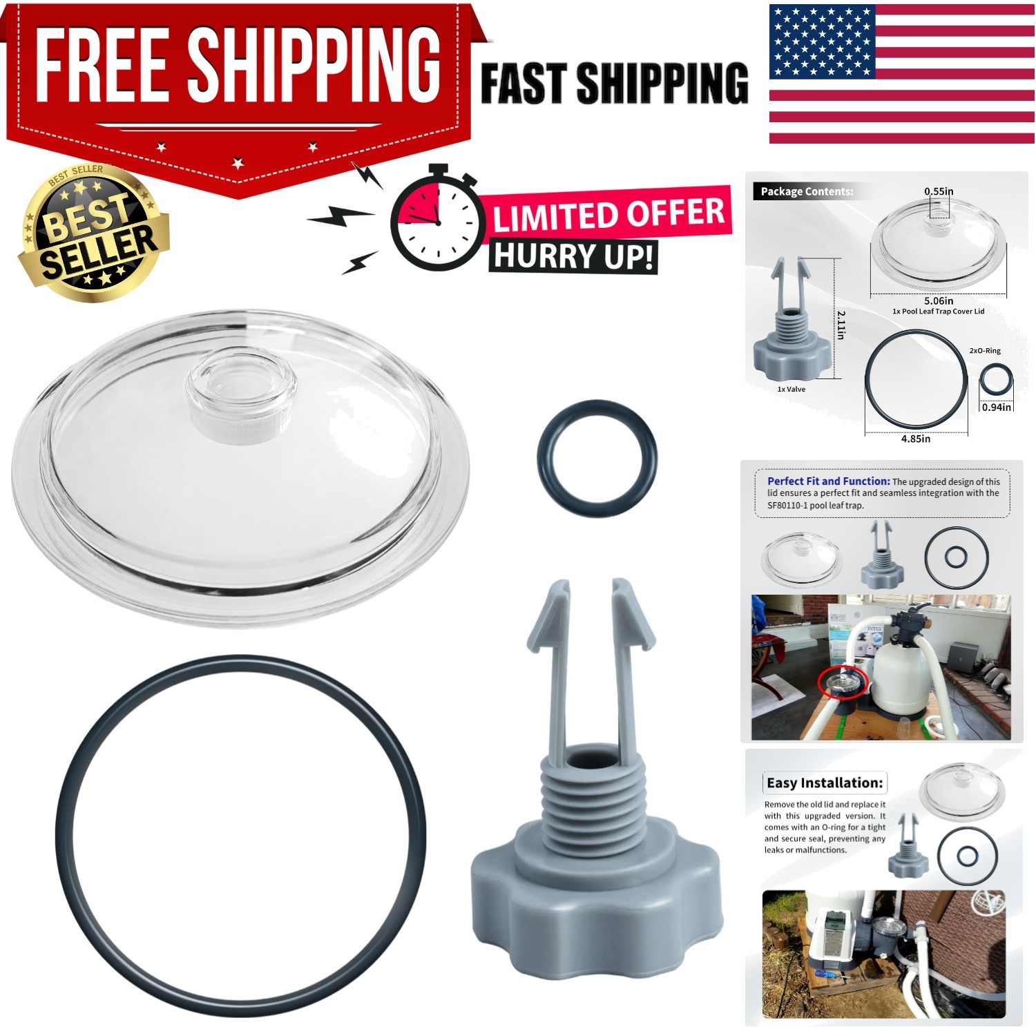 28645EG Pool Leaf Trap Cover Lid 5 Inch Have O-Ring, Valve, Fit for Intex 12 Inc gallery