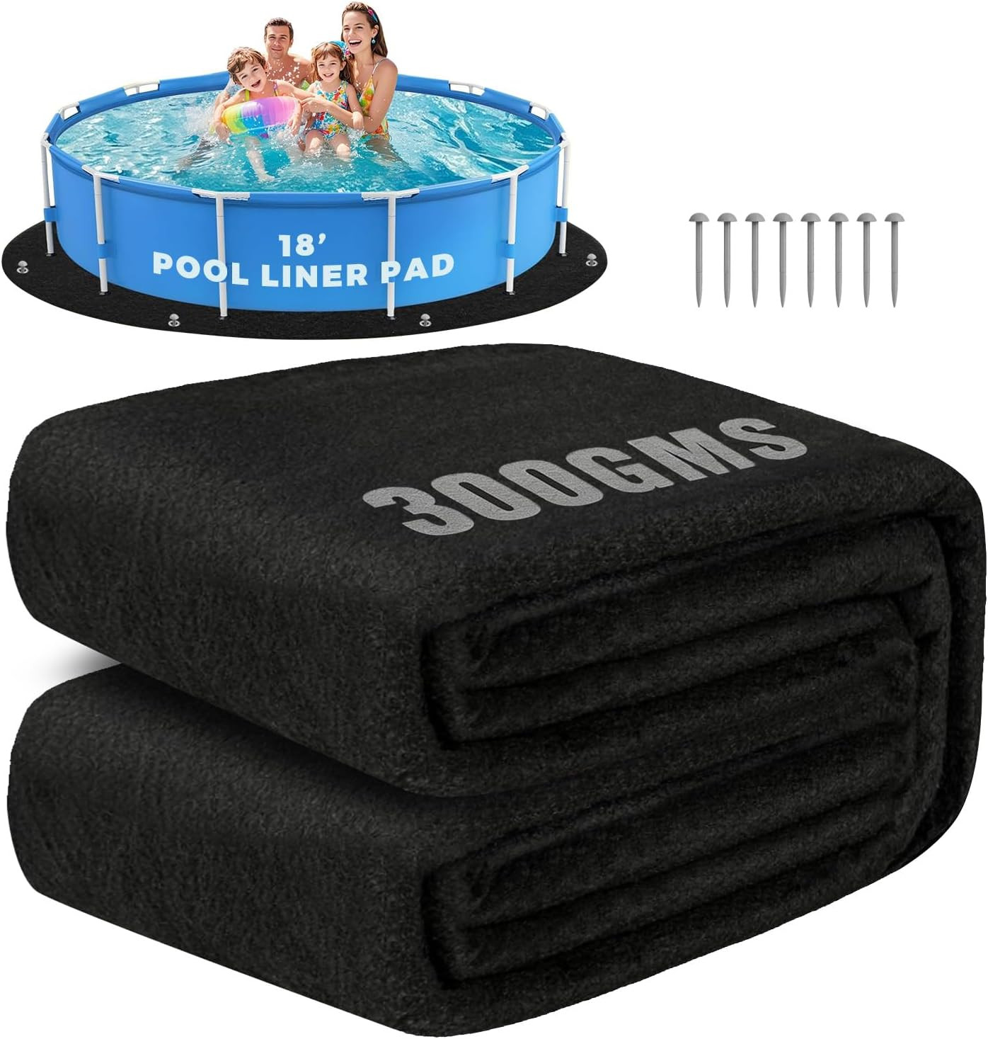 18 FT round Pool Liner Pad for above Ground Pools, 300GSM Heavy Duty Thickened P gallery