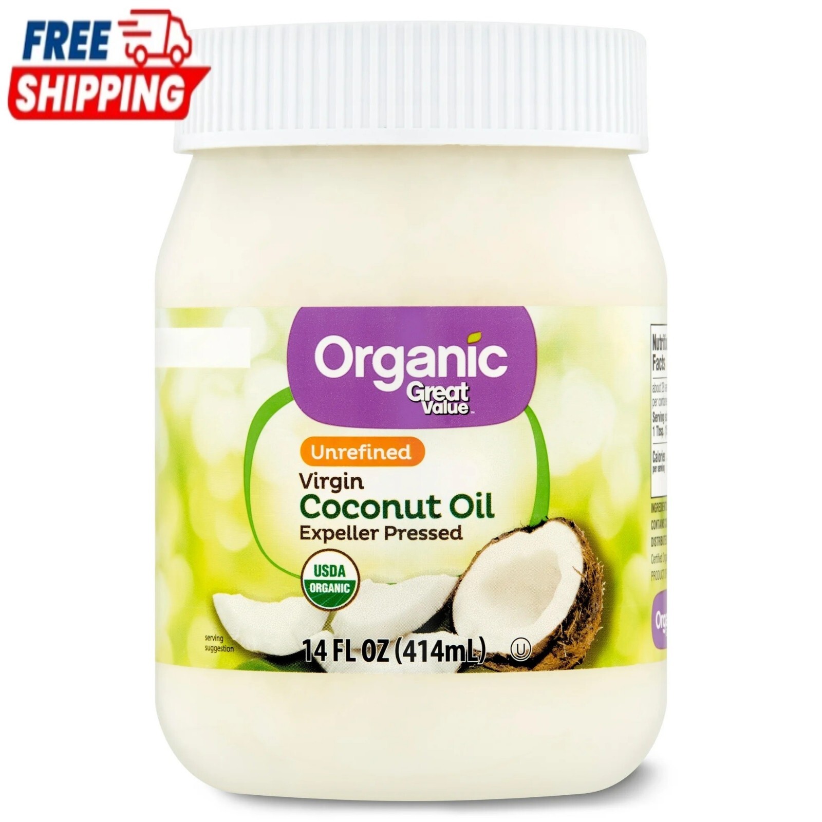 Great Value Organic Unrefined Virgin Coconut Oil, 14 fl oz gallery