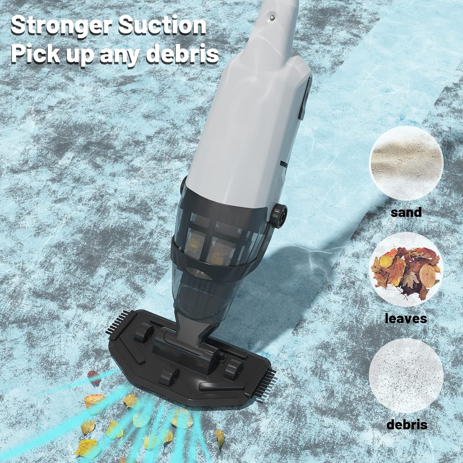 Cordless Handheld Pool Vacuum 60Min with Telescopic Pole 18GPM Powerful Suction gallery